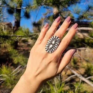 White Buffalo stone cluster ring
